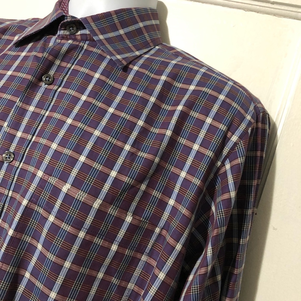 Bugatchi Uomo Button Spread Collar Plaid Shirt - image 3